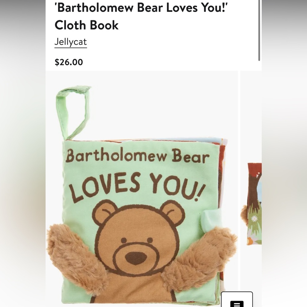 Jellycat Bartholomew Bear Plush Book NWT